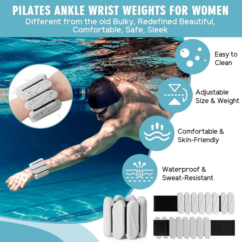 Gallia Wrist Weights, 2Pack Wearable Wrist Ankle Weights for Women and Men, Adjustable Silicone Arm and Leg Wrist Bracelets for Walking, Yoga, Pilates and Gym, 2lb - Image 4